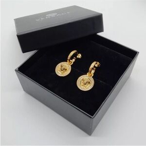 Versace Gold Medusa Drop pierced Earrings